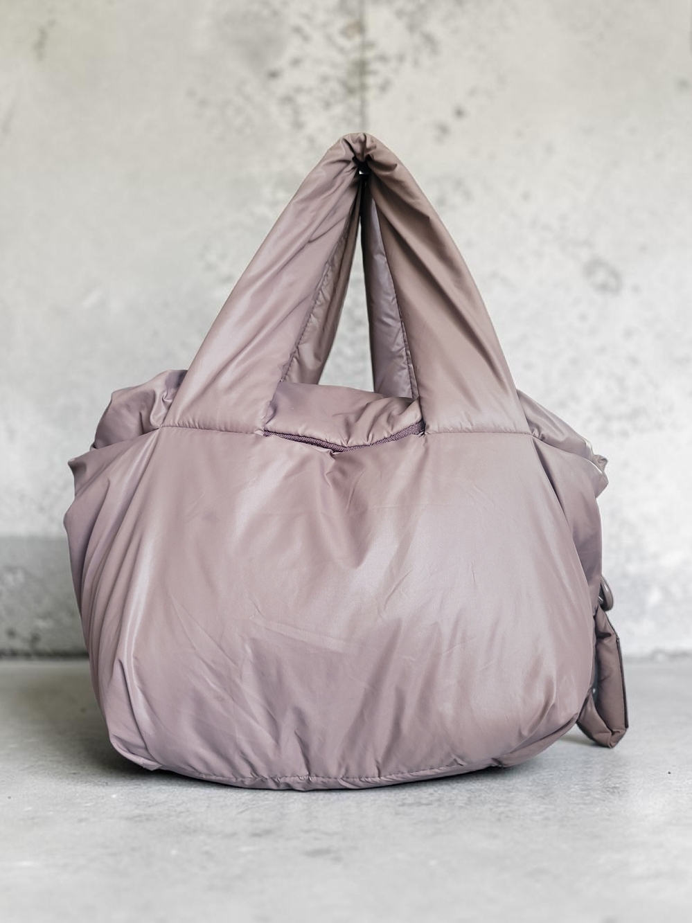 See By Chloe Joyrider Lightweight Nylon Puffer Small Tote Taupe Gray